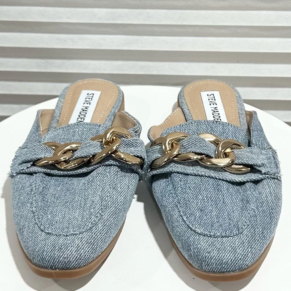 🌸STEVE MADDEN🌸 Cassady Loafer Mule Denim Size: 5M - Picture 6 of 10
